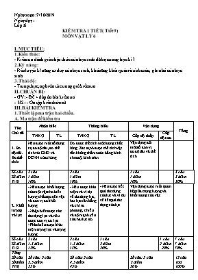 Giáo án Vật lí Lớp 6 - Tiết 9 Kiểm tra 1 tiết - Năm học 2019-2020